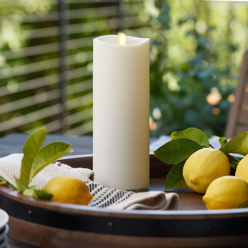 LUMINARA Realistic Artificial Moving Flame Outdoor Pillar Candle - Moving Flame LED Battery Operated Lights for Outside Christmas, Thanksgiving - Remote Ready - Remote Sold Separately - 3.25" x 8.5" - Image 1